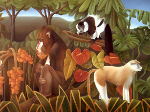 Картинка рисованные животные обезьяны