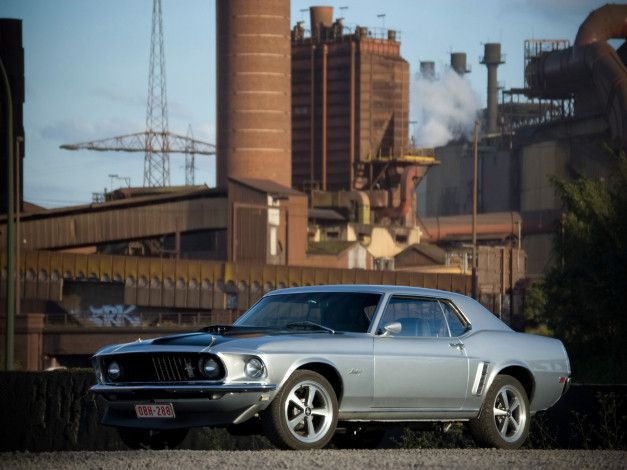 Обои картинки фото 1969, ford, mustang, hardtop, автомобили