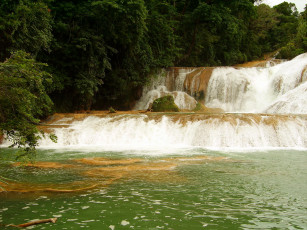 Картинка cascadas de agua azul mexica природа водопады водопад