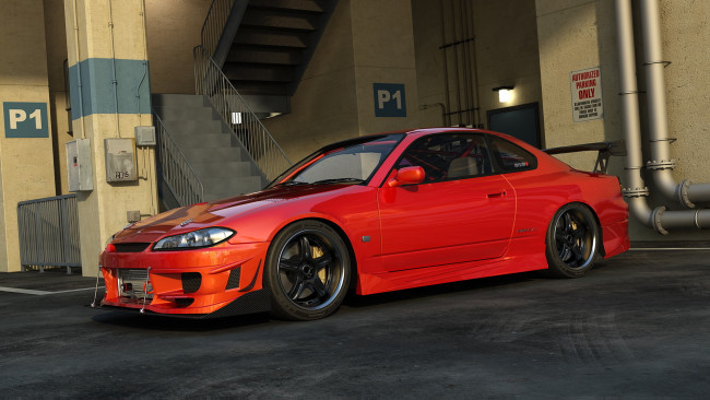 Обои картинки фото автомобили, 3д, тюнинг, nissan, silvia, ниссан, сильвия, паркинг, автомобиль, s15