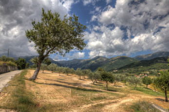 Картинка природа дороги облака деревья горы дорога