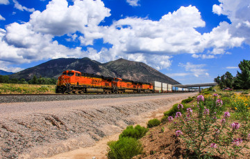 Картинка техника поезда рельсы дорога железная состав локомотив