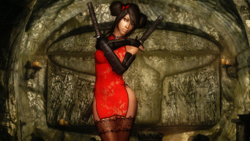 Картинка видео+игры the+elder+scrolls+v +skyrim оружие фон девушка взгляд