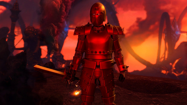 Обои картинки фото видео игры, dark heresy, оружие, доспехи, рыцарь, фон, взгляд, девушка