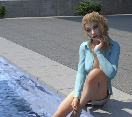 Картинка 3д+графика люди+ people девушка взгляд фон