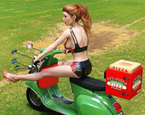 Картинка 3д+графика люди-авто мото+ people-+car+ +moto фон взгляд девушка