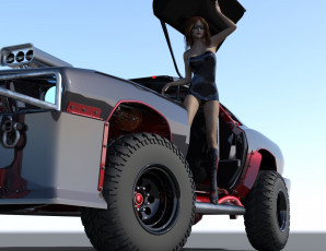 Картинка 3д+графика люди-авто мото+ people-+car+ +moto автомобиль фон взгляд девушка