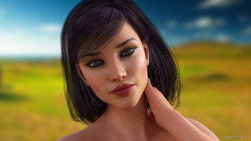 Картинка 3д+графика портрет+ portraits фон взгляд девушка