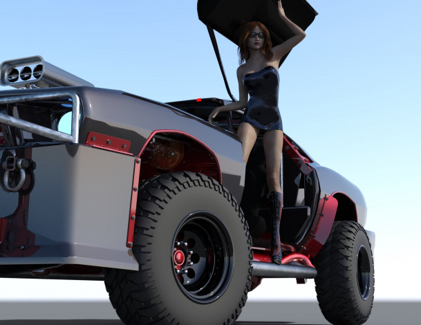 Обои картинки фото 3д графика, люди-авто, мото , people- car ,  moto, автомобиль, фон, взгляд, девушка