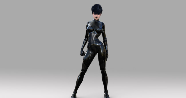 Обои картинки фото 3д графика, люди , people, взгляд, девушка, фон