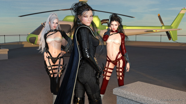 Обои картинки фото 3д графика, фантазия , fantasy, фон, взгляд, девушки