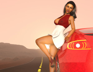 обоя 3д графика, люди-авто, мото , people- car ,  moto, фон, взгляд, девушка