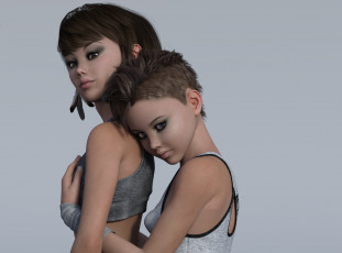 Картинка 3д+графика люди+ people девушки фон взгляд