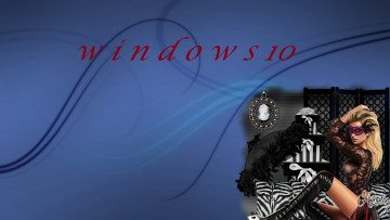 обоя компьютеры, windows  10, девушка, взгляд, фон, логотип