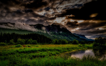 Картинка природа пейзажи облака река горы