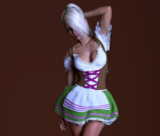 Обои картинки фото 3д графика, люди , people, взгляд, девушка, фон