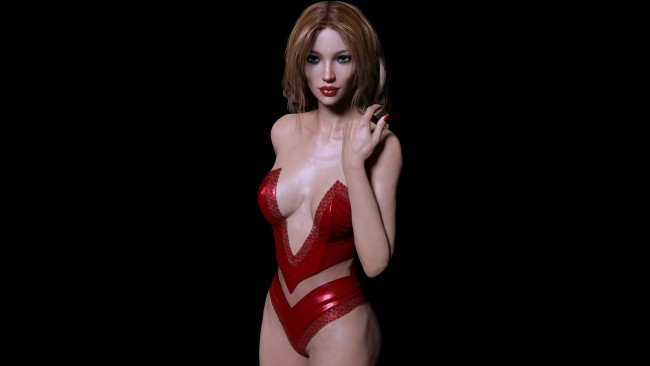 Обои картинки фото 3д графика, люди , people, взгляд, фон, девушка