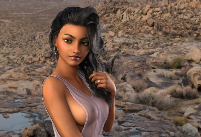 Обои картинки фото 3д графика, люди , people, взгляд, девушка, фон