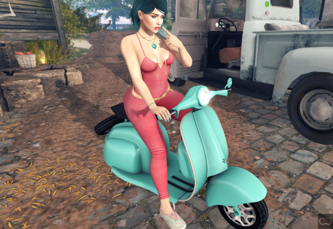 Обои картинки фото 3д графика, люди-авто, мото , people- car ,  moto, девушка, взгляд, фон