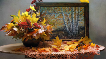 Картинка интерьер декор +отделка +сервировка картина листья