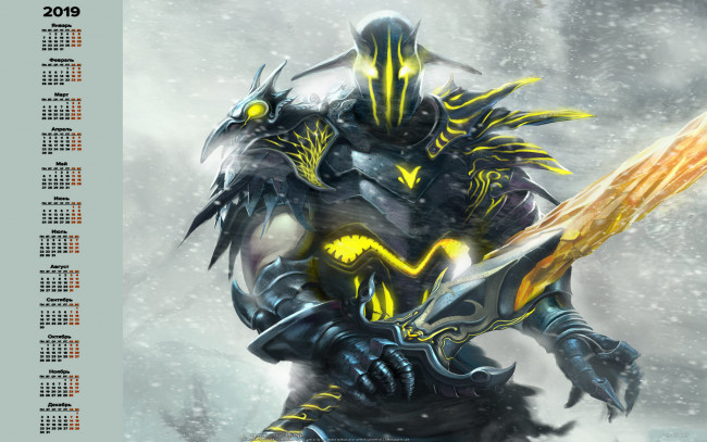 Обои картинки фото календари, видеоигры, доспехи, воин, шлем, оружие
