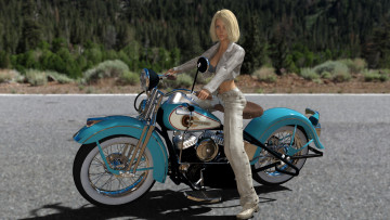 Картинка 3д+графика люди-авто мото+ people-+car+ +moto фон взгляд девушка