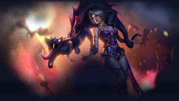 обоя видео игры, heroes of newerth, дракон, девушка