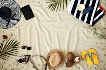 Картинка разное одежда +обувь +текстиль +экипировка шляпы очки пляж