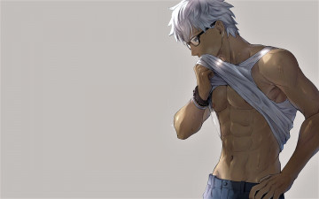 Картинка аниме unknown +другое+ парень торс майка очки