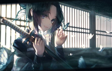 Картинка клинок+рассекающий+демонов аниме demon+slayer +kimetsu+no+yaiba demon slayer kimetsu no yaiba девушка взгляд хашера kochou shinobu бабочки