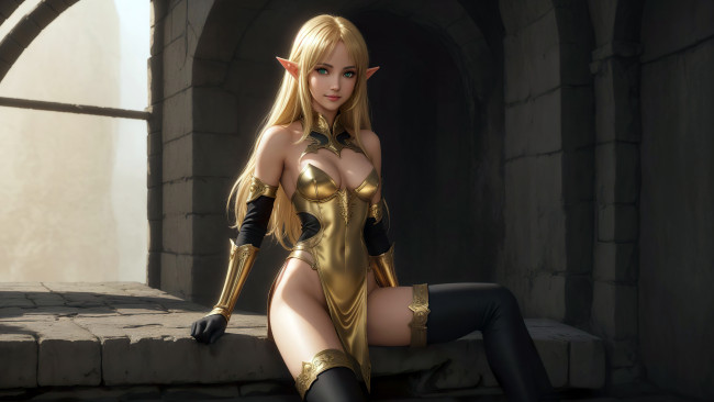 Обои картинки фото 3д графика, эльфы , elves, girl, fantasy, green, eyes, art, elf, digital, cutie