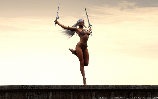 Обои картинки фото blade, dancer, 3д, графика, amazon, амазонки