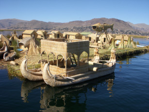 Картинка floating islands puno peru корабли другое перу