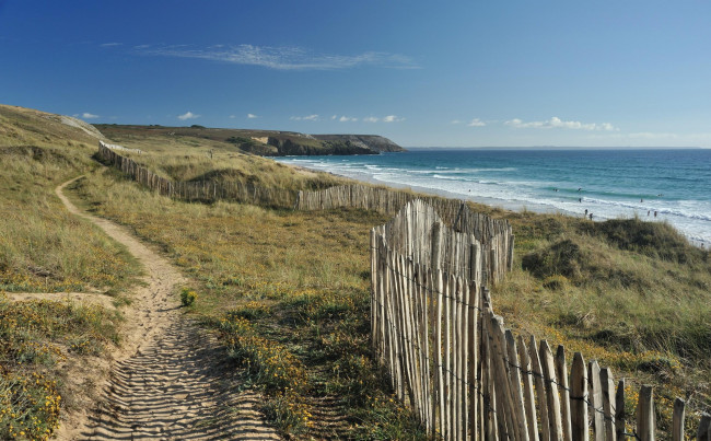 Обои картинки фото природа, побережье, море, дорога, забор