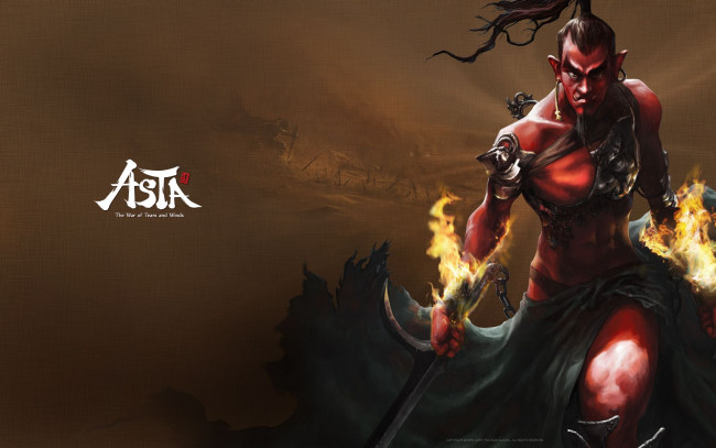 Обои картинки фото видео, игры, asta, the, war, of, tears, and, winds, воин, огонь, меч