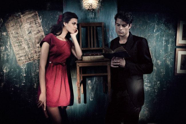 Обои картинки фото разное, мужчина женщина, девушка, мужчина, книги, чтение