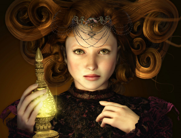 Обои картинки фото 3д, графика, portraits, портрет, волосы, лицо