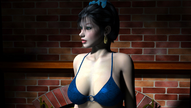 Обои картинки фото 3д, графика, people, люди, взгляд, лифчик