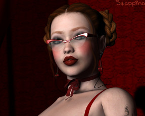 Картинка 3д+графика портрет+ portraits очки взгляд девушка