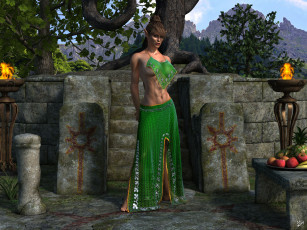 Картинка 3д+графика эльфы+ elves эльфийка фрукты взгляд огонь