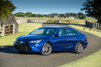 обоя автомобили, toyota, camry, 2015г, синий, hybrid, se