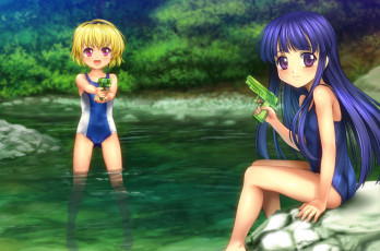 Картинка аниме higurashi+no+naku+koro+ni houjou satoko furude rika higurashi no naku koro ni
