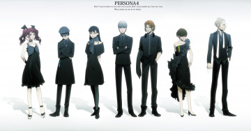 Картинка аниме persona+4 белый фон арт девушки парни
