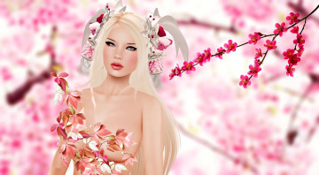 Картинка 3д+графика люди+ people цветение девушка блондинка