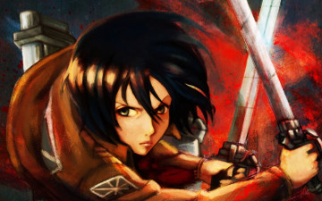 Картинка аниме shingeki+no+kyojin mikasa ackerman