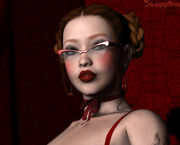 Обои картинки фото 3д графика, портрет , portraits, очки, взгляд, девушка