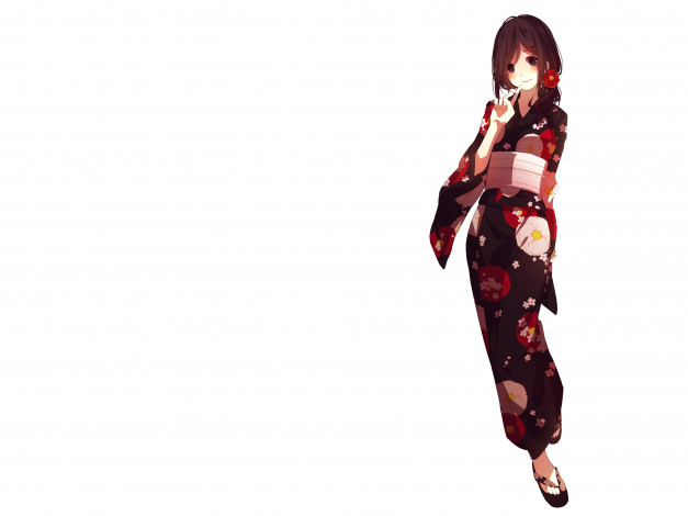 Обои картинки фото аниме, mekakucity actors, белый, фон, шатенка, девушка, арт, kagerou, project