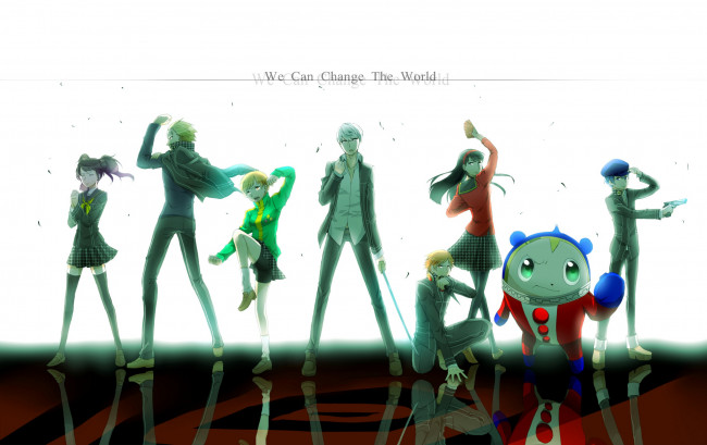 Обои картинки фото аниме, persona 4, белый, фон, арт, парни, девушка