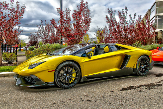 Обои картинки фото lamborghini, автомобили, выставки и уличные фото, ламорджини, желтый