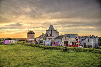 Картинка разное мельницы закат строения мельница